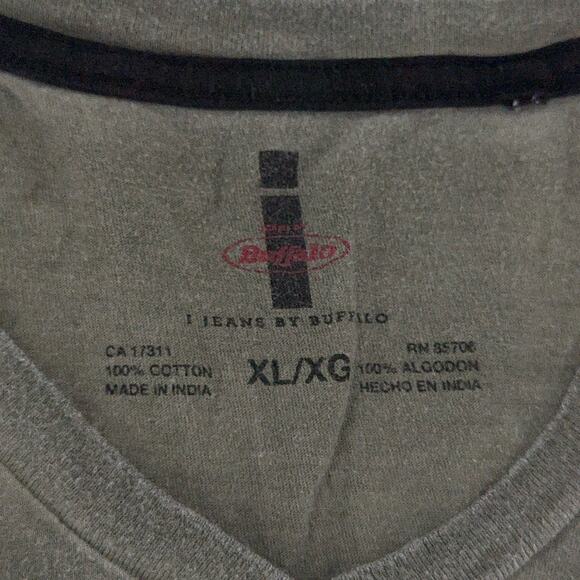 Y2k Buffalo Jeans Shirt XL Gray Graphic Crest Scroll Design Short Sleeve Cotton - Picture 6 of 6